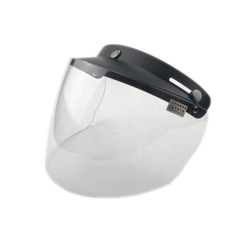 WANCAR Retro Universal Standard 3-Snap Open Face Motorcycle Helmets Flip Up Face Visor Wind Shield Lens(Clear) - Image 1